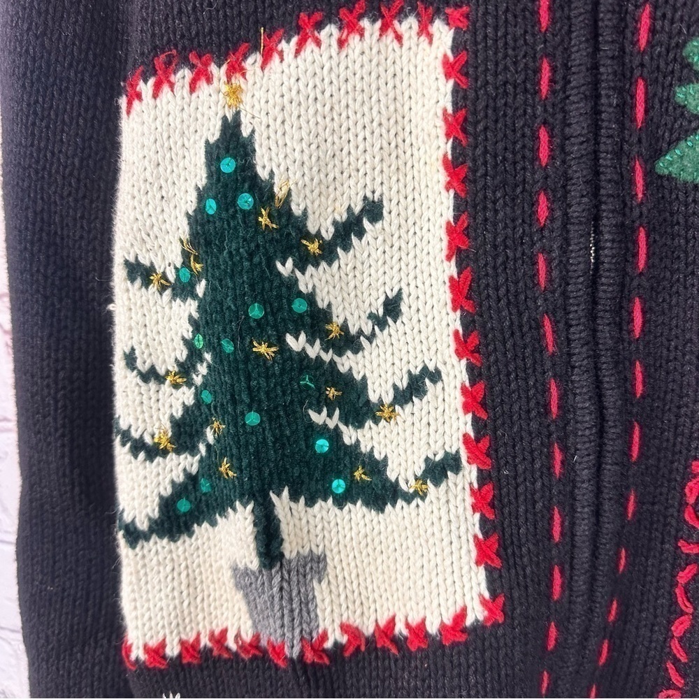 Women’s vintage Christmas cardigan zippered Christmas sweater stretchy g… - Picture 9 of 10